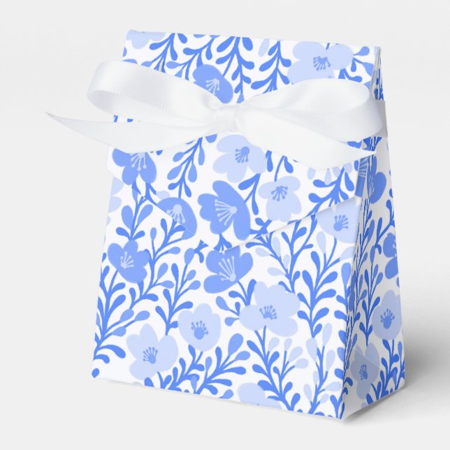 Wildflower Blue Blooms Floral  Baby Shower Custom  Favour Box (Front Side)