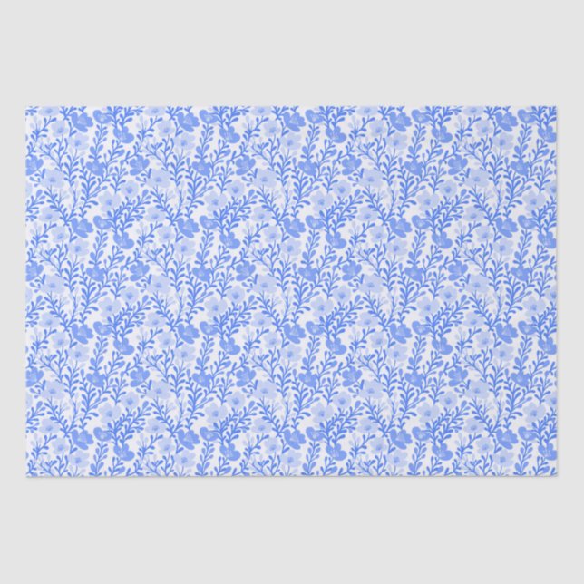 Wildflower Blue Blooms Floral Baby Shower Custom Tissue Paper (Front)