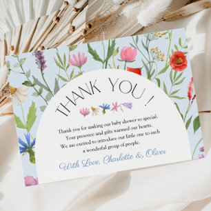 Wildflower Blue Floral Baby Shower Thank You Card