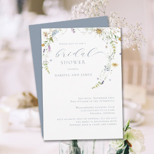  Wildflower Blue Floral Couples Bridal Shower Invitation