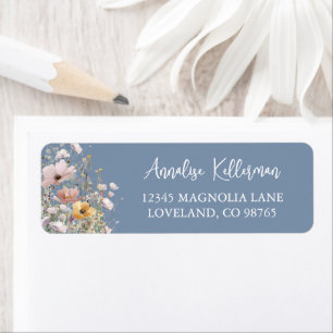 Wildflower Blue Floral Return Address Label