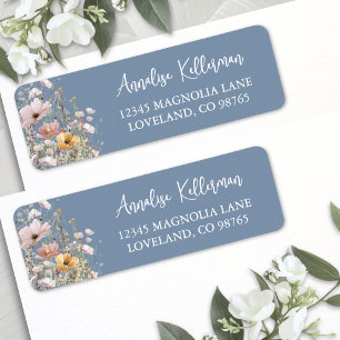 Wildflower Blue Floral Return Address Label