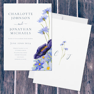 Wildflower Blue Rustic   Invitation