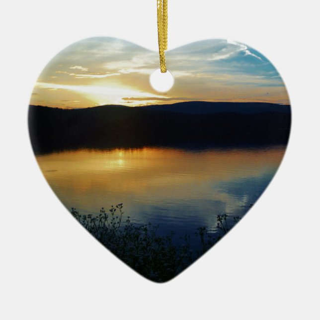 Wildflower, Blue sunset Ceramic Ornament (Front)