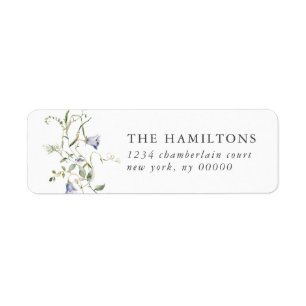 Wildflower Blue Watercolor Elegant Wedding Return Address Label