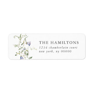 Wildflower Blue Watercolor Elegant Wedding Return Address Label