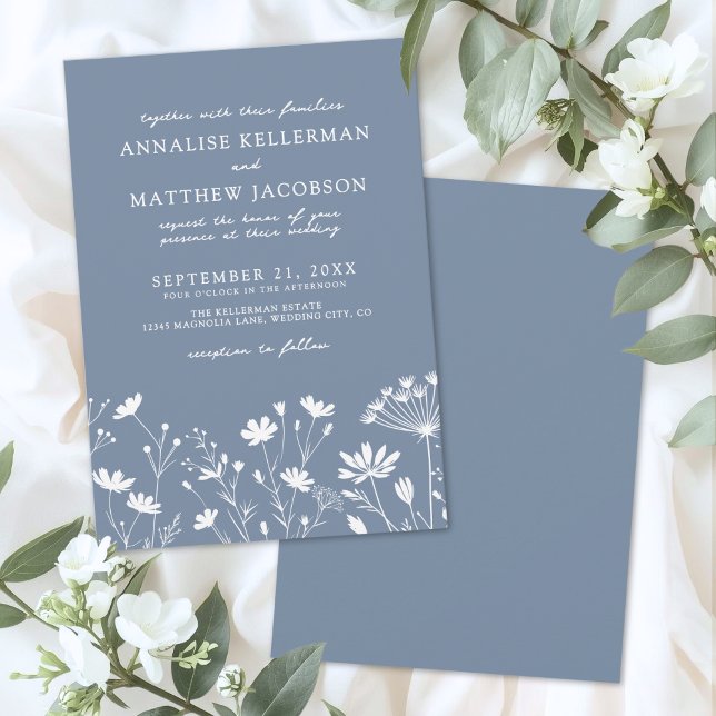 Wildflower Blue Wedding Invitation (Wildflower Blue Wedding Invitation)