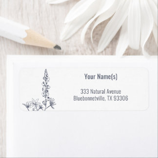 Wildflower Bluebonnet Floral Return Address Label