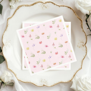 Wildflower Blush pink Baby in bloom Baby Shower Napkin
