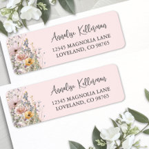 Wildflower Blush Pink Return Address