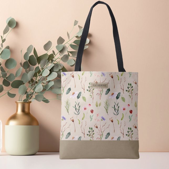 Wildflower Bohemian Elegance Beige Cute Tote Bag (Creator Uploaded)