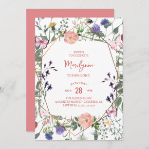 Wildflower Boho 1st Birthday Invitation