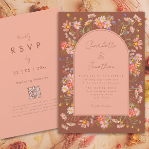 Wildflower Boho Arch Burnt Orange Fall Wedding Invitation