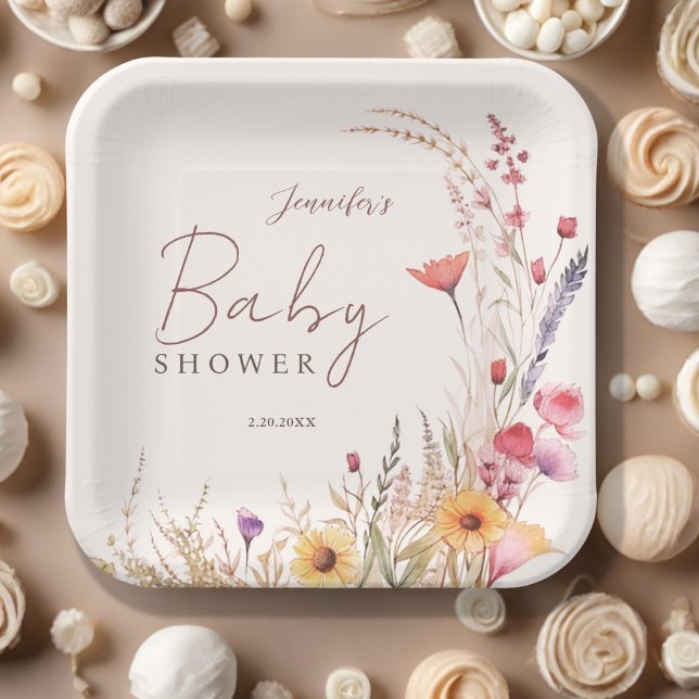 Wildflower Boho Baby Baby Shower Paper Plate (Creator Uploaded)