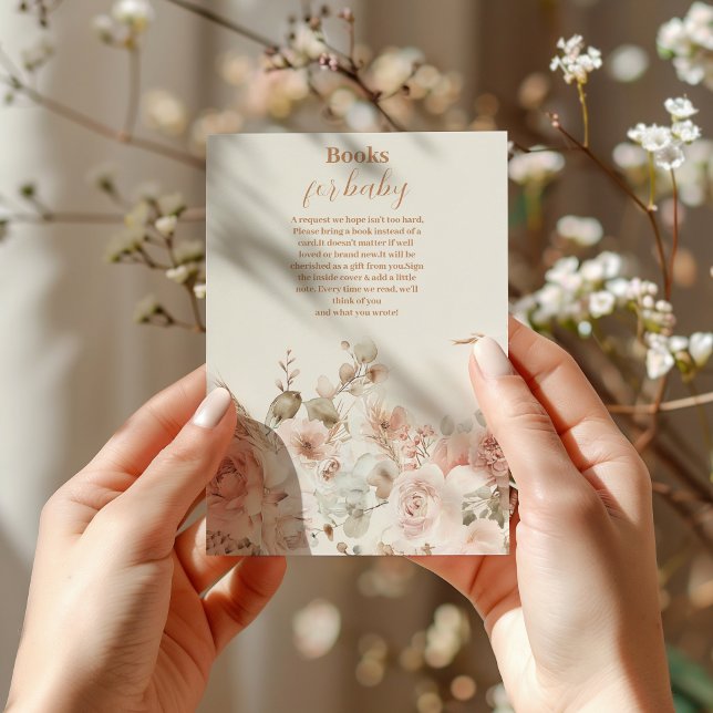 Wildflower Boho Baby Shower Books for Baby Enclosure Card (Creator Uploaded)