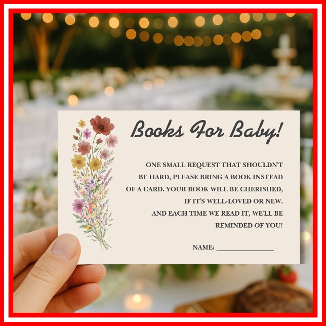 Wildflower Boho Baby Shower BOOKS FOR BABY Enclosure Card (Creator Uploaded)