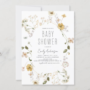 Wildflower Boho Baby Shower Elegant Modern Invitation