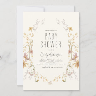 Wildflower Boho Baby Shower Elegant Modern Invitation