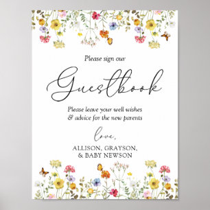 Wildflower Boho Baby Shower Guestbook Sign