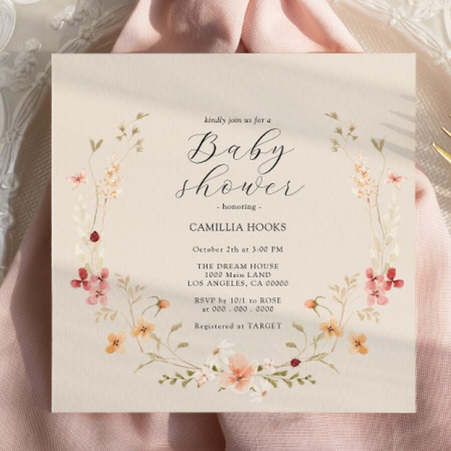 Wildflower Boho Baby Shower Invitation (Creator Uploaded)