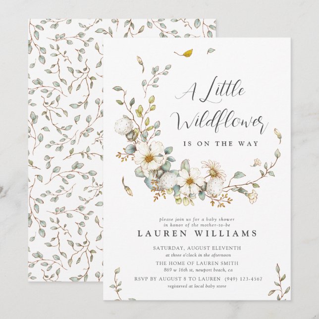 Wildflower Boho Baby Shower Invitation (Front/Back)