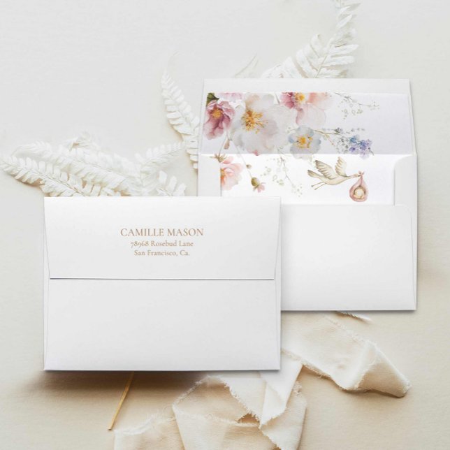 Wildflower Boho Baby Shower Invitation Envelope (Wildflower Baby Shower Invitation Envelope)