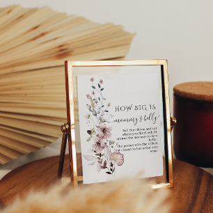 Wildflower boho Baby Shower Mummy's Belly Game Poster