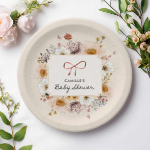 Wildflower Boho Baby Shower Paper Plate