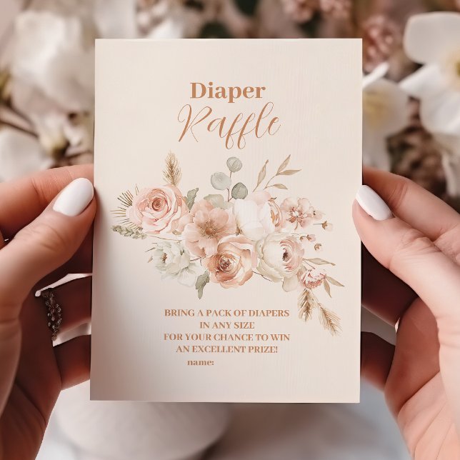 Wildflower Boho Baby Shower Raffle Diapper Enclosure Card (Creator Uploaded)