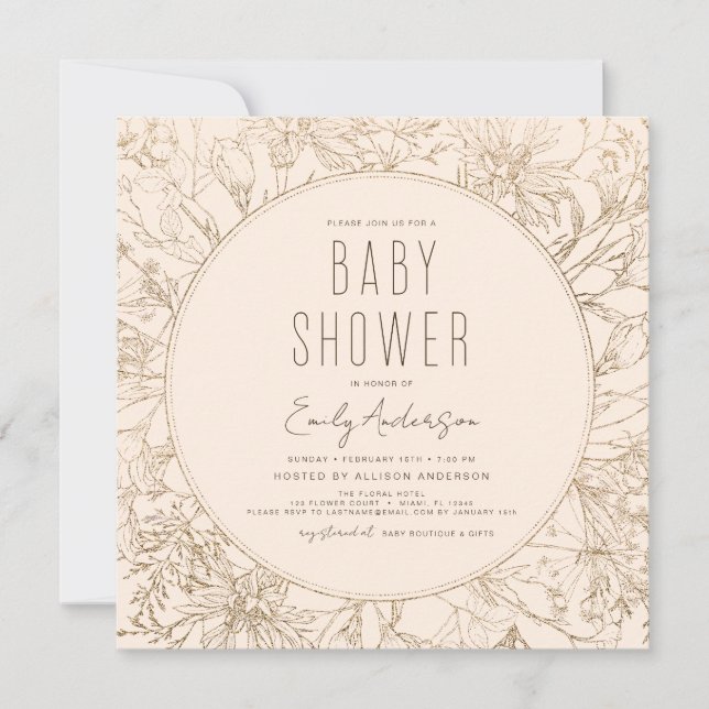 Wildflower Boho Baby Shower Terracotta Modern  Invitation (Front)