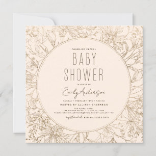 Wildflower Boho Baby Shower Terracotta Modern  Invitation