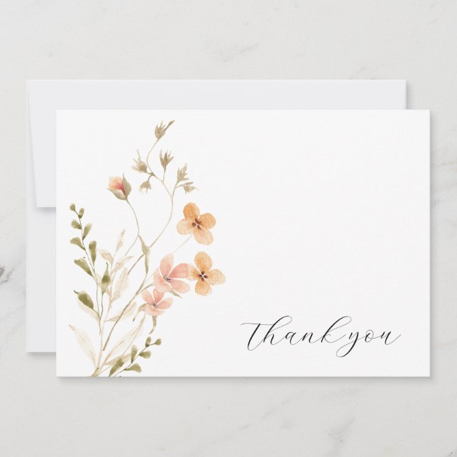 Wildflower Boho Baby Shower Thank You Card (Front)