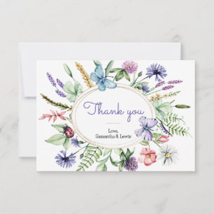 Wildflower Boho Baby Shower Wedding Event Flat Thank You Card