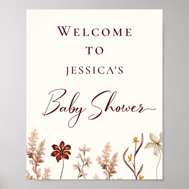 Wildflower Boho Baby Shower Welcome Poster (Front)