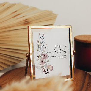 Wildflower boho Baby Shower Wishes for Baby Game Poster