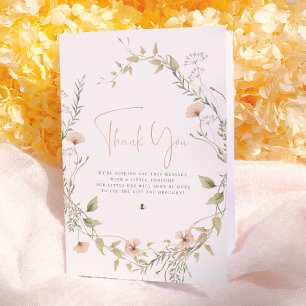 Wildflower & Boho Bee Girl Baby Shower Thank You Card