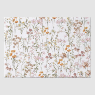Wildflower Boho Bloom Garden White Tissue Paper