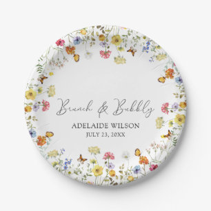 Wildflower Boho Botanical Brunch & Bubbly Shower Paper Plate