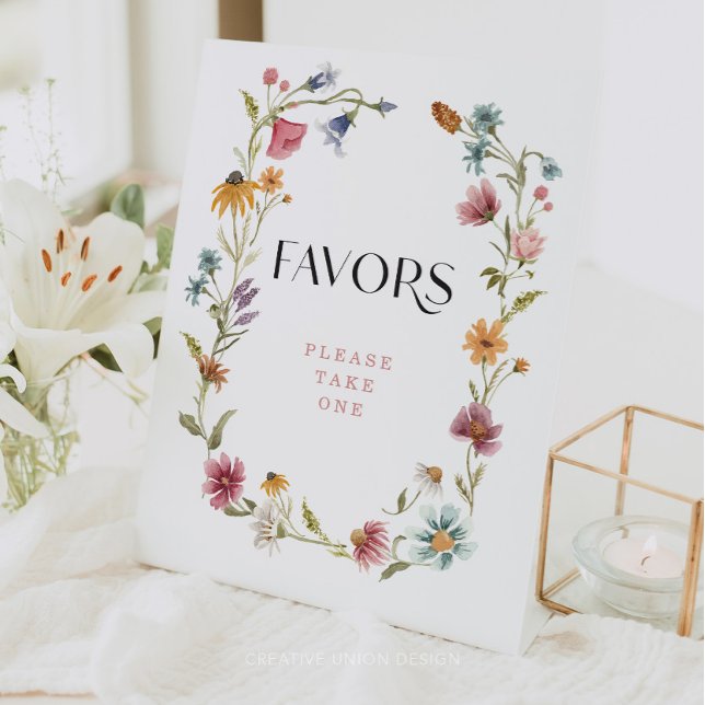 Wildflower Boho Bridal Shower Favours Tabletop Sig Pedestal Sign (Creator Uploaded)