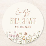 Wildflower Boho Bridal Shower In Bloom Garden Round Paper Coaster<br><div class="desc">Elevate your bridal shower with our Wildflower Boho Bridal Shower In Bloom Garden Paper Coasters. These coasters showcase a delightful wildflower design, bringing a touch of natural beauty to your event. Perfect for protecting surfaces and adding a whimsical flair to your bridal shower decor, these paper coasters are both functional...</div>