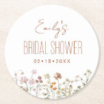 Wildflower Boho Bridal Shower In Bloom Garden Round Paper Coaster<br><div class="desc">Elevate your bridal shower with our Wildflower Boho Bridal Shower In Bloom Garden Paper Coasters. These coasters showcase a delightful wildflower design, bringing a touch of natural beauty to your event. Perfect for protecting surfaces and adding a whimsical flair to your bridal shower decor, these paper coasters are both functional...</div>