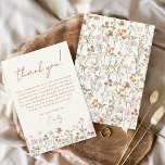 Wildflower Boho Bridal Shower Thank You Card<br><div class="desc">Express your gratitude with our Terracotta Wildflower Bridal Shower Thank You Card. This beautifully designed card captures the essence of nature's charm, featuring vibrant wildflowers against a warm terracotta backdrop. The delicate wildflowers symbolise the beauty and uniqueness of each moment shared during the bridal shower. The terracotta colour palette adds...</div>