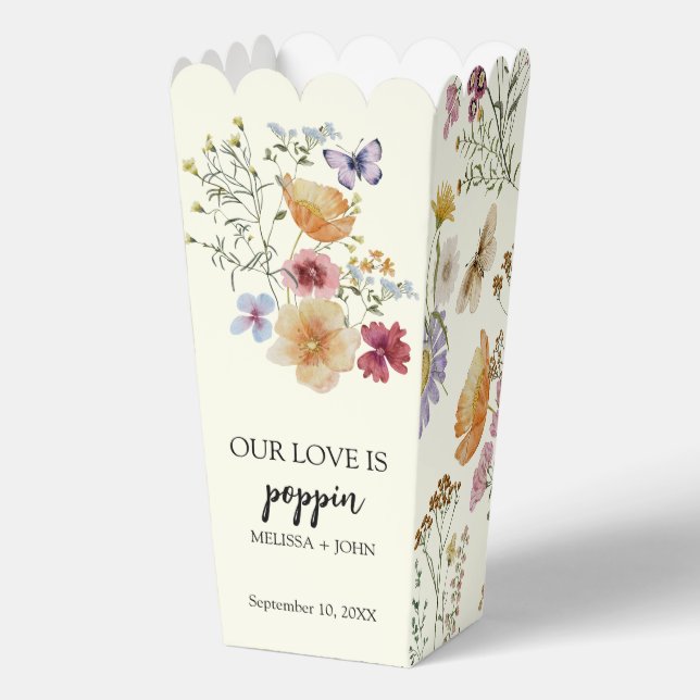 Wildflower Boho Butterfly Popcorn Favour Box (Front)