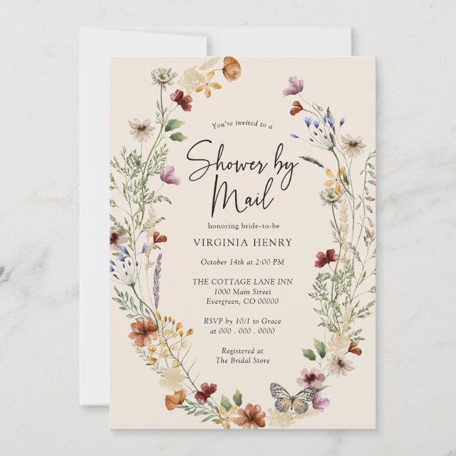 Wildflower Boho By Mail Bridal Invitation (Front)