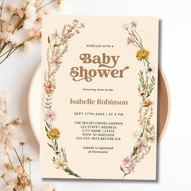 Wildflower Boho Chic Baby Shower Invitation (Wildflower Boho Chic Baby Shower Invitation)