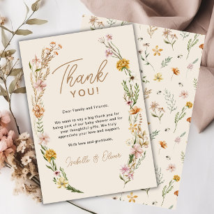 Wildflower Boho Chic Baby Shower Thank You Card