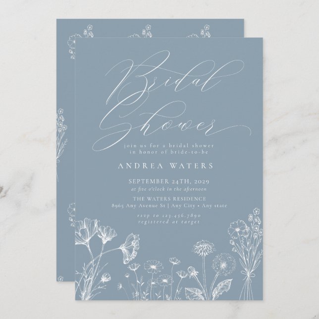 Wildflower Boho Chic Bridal Shower Invitation (Front/Back)