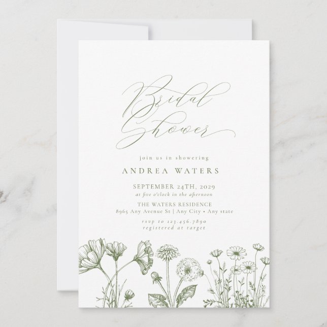 Wildflower Boho Chic Bridal Shower Invitation (Front)