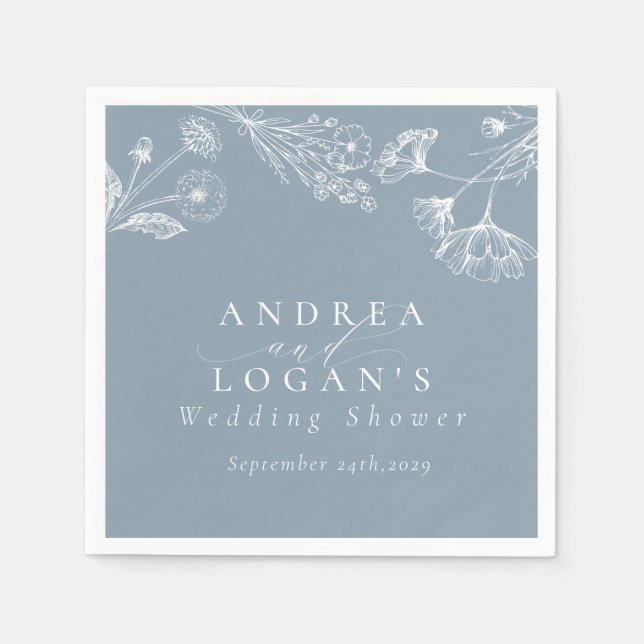 Wildflower Boho Chic Bridal Shower Napkin (Front)