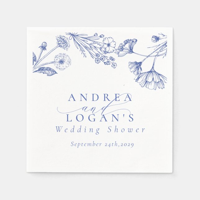 Wildflower Boho Chic Bridal Shower Napkin (Front)